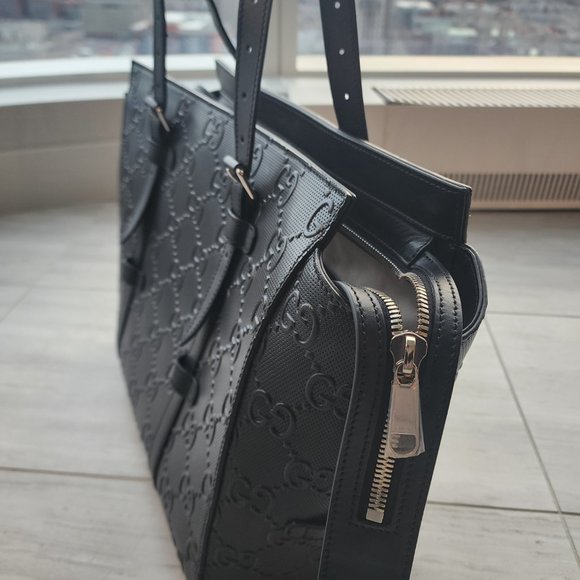 Calfskin GG Embossed Tote Bag Black - Picture 3 of 13
